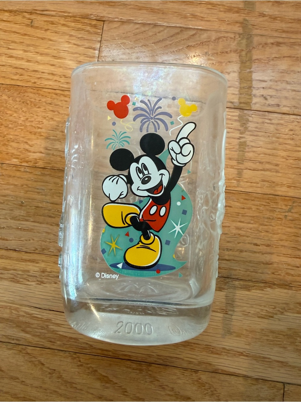 2000 Mickey Mouse McDonalds Square Glass Cup Preowned Disney Mickey Mouse Clear